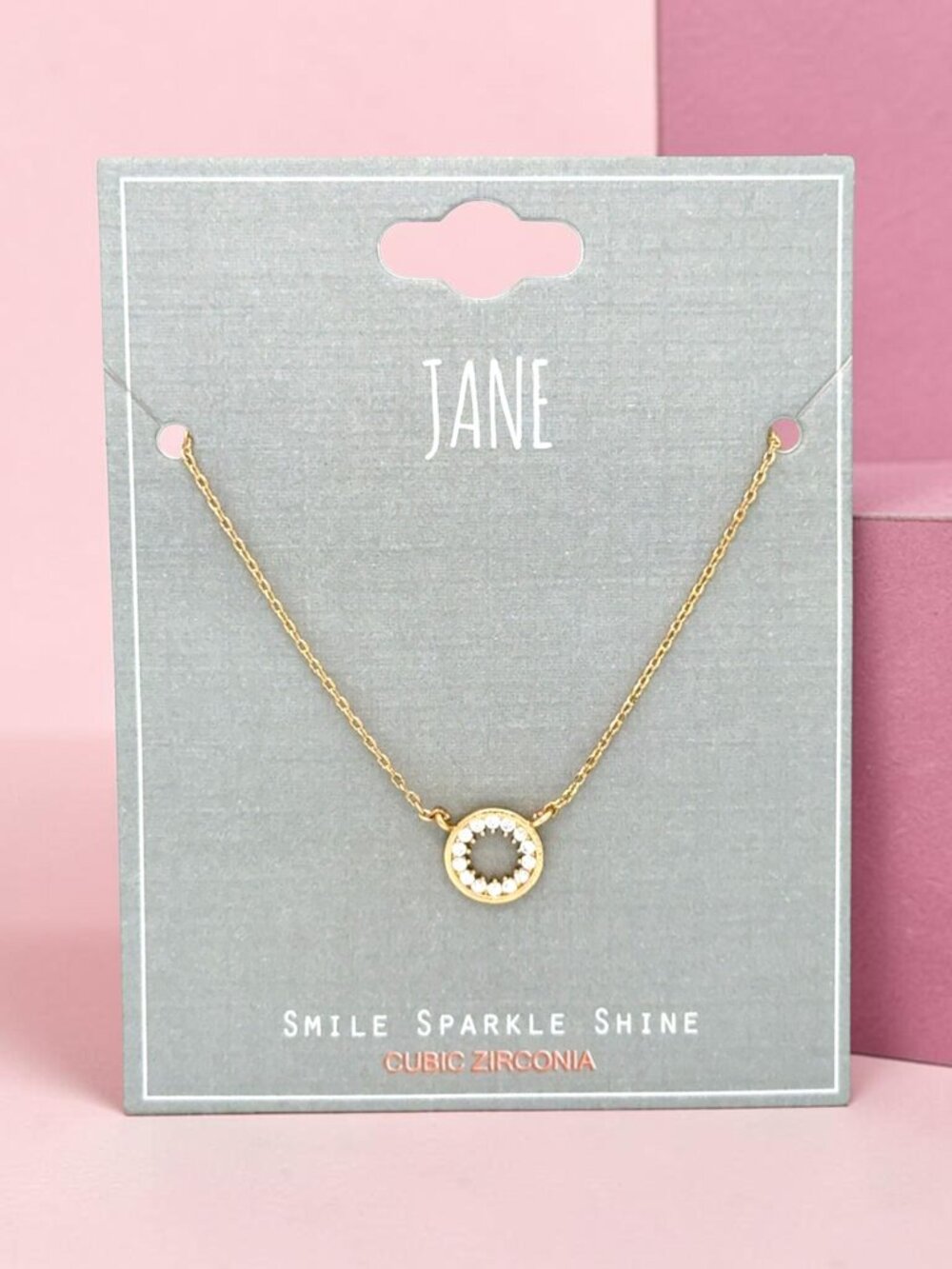 Jane Gold-Tone CZ Circle Necklace